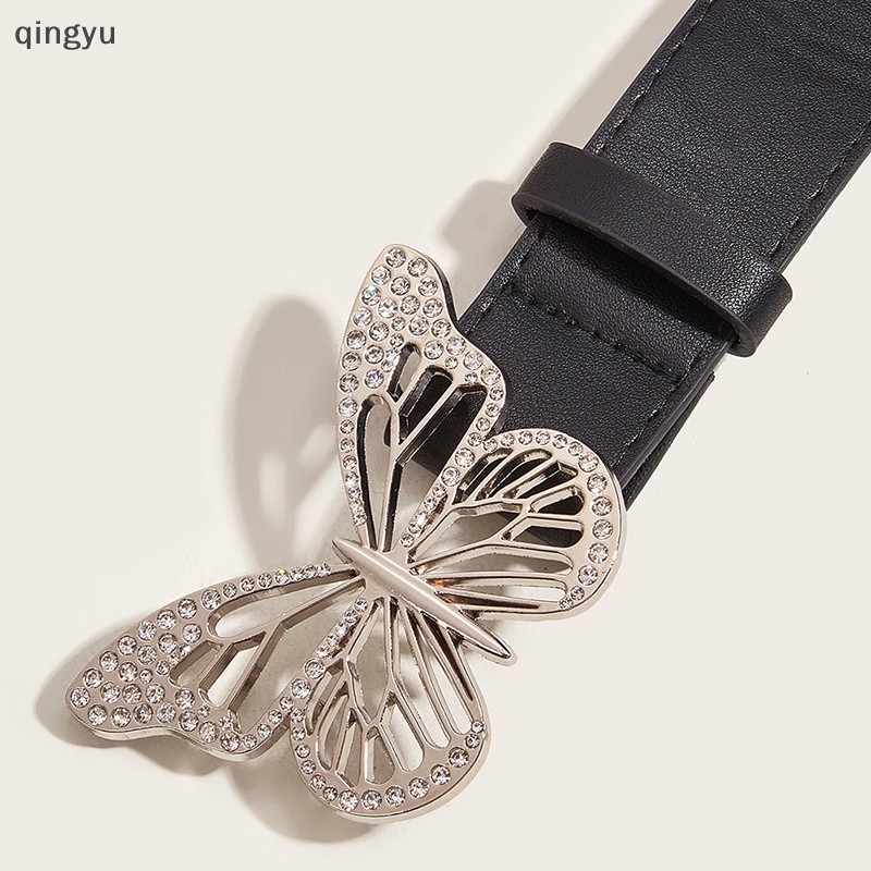 Thắt Lưng Da Pu Khóa Hình Bướm Đính Đá Độc Đáo Thời Trang Cho Nữ