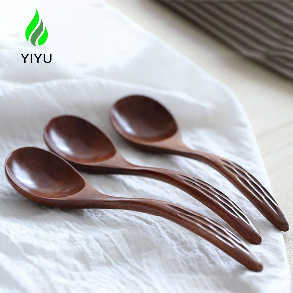 YIYU 1 Muỗng Gỗ Cán Dài Đa Năng Phong Cách Nhật Bản