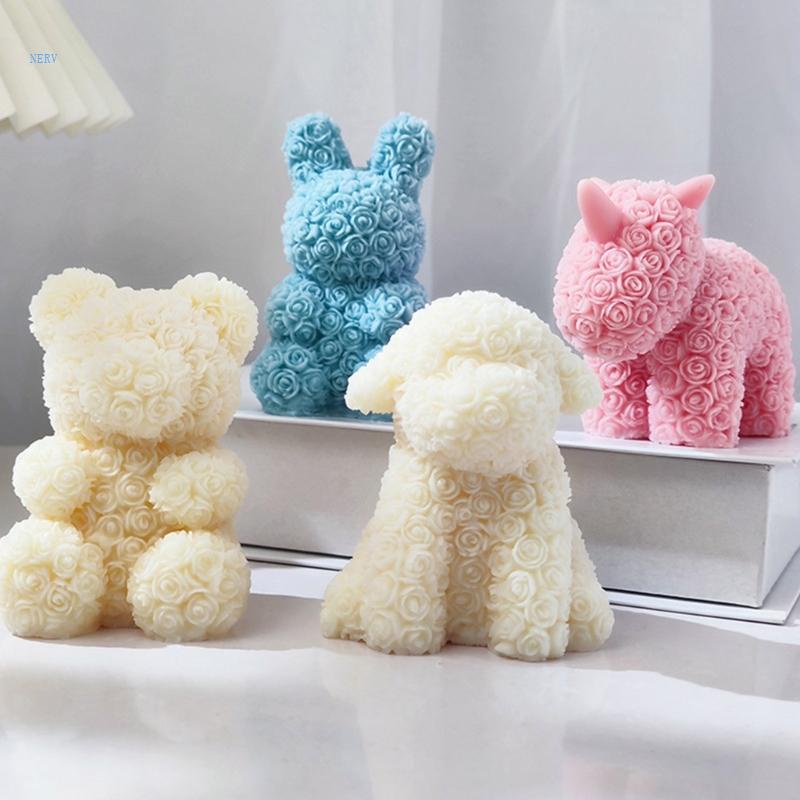 Khuôn Silicone Làm Nến Xà Phòng Hình Hoa Hồng 3D DIY