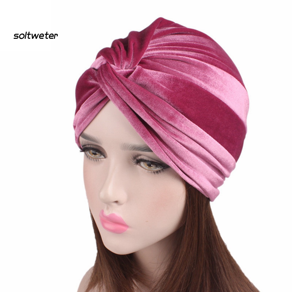 Mũ Turban Màu Trơn Co Giãn Không Vành Phong Cách Ấn Độ Thời Trang Xuân Thu Cho Nữ