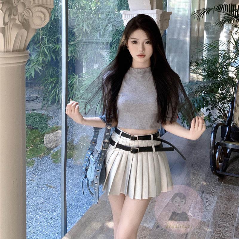 Chân Váy Chữ A Xếp Ly Màu Sắc Ngọt Ngào Thời Trang Mùa Hè Cho Nữ