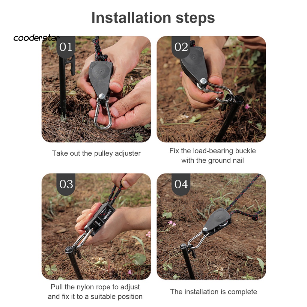 Ròng Rọc Ổn Định Sức Chứa Lớn Siêu Nhẹ Tùy Chỉnh Kèm Móc Treo Tiện Dụng Mang Theo Cắm Trại