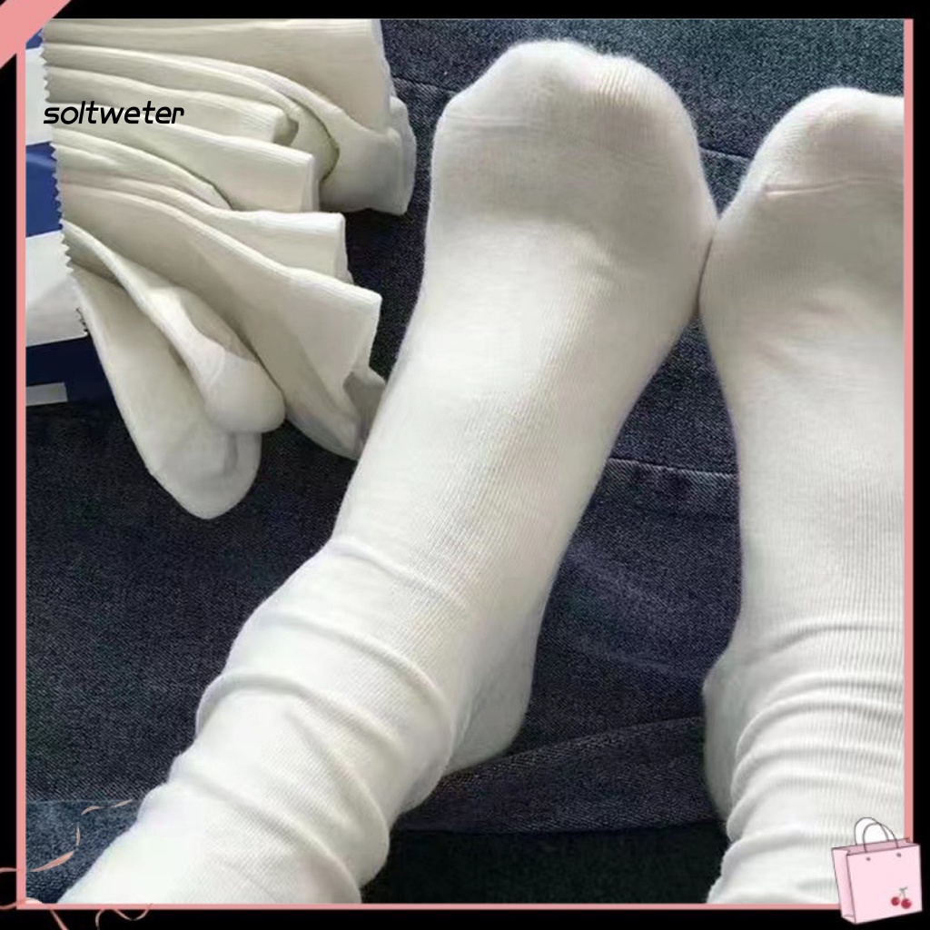 1 Đôi Vớ Thể Thao Dày Màu Trơn Đơn Giản Phong Cách Nhật Bản