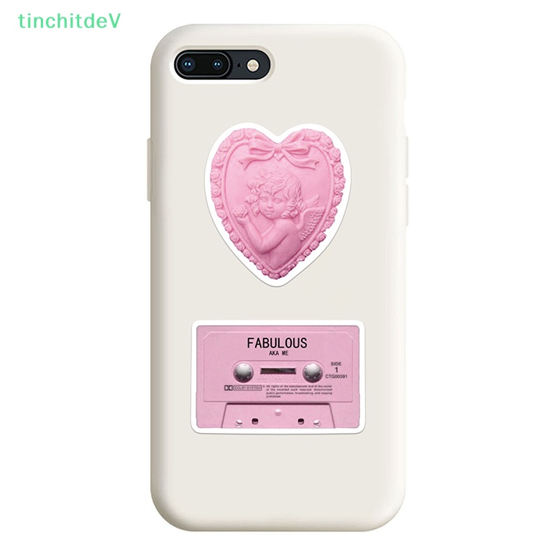 Bộ 50 Miếng Dán Hình Gấu Hồng Graffiti Dễ Thương Dùng Trang Trí Vali / Laptop / Xe Hơi