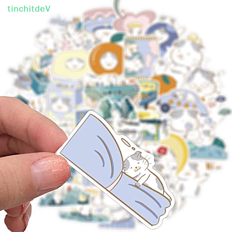 Bộ 40 Miếng Dán PVC Hình Mèo Mập Hoạt Hình Graffiti Trang Trí Vali Đàn Guitar