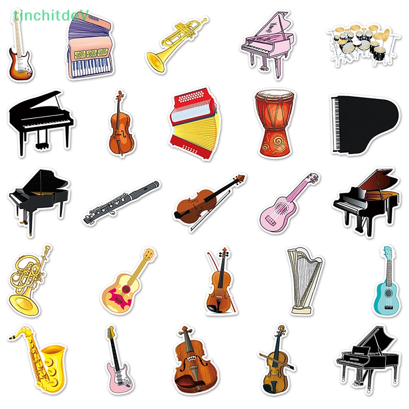 Bộ 50 Sticker Hoạt Hình Dán Trang Trí Đàn Guitar / Laptop / Xe Hơi