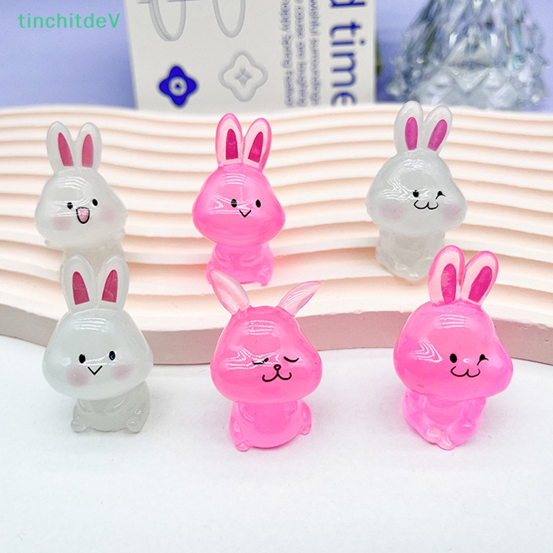 Mô Hình Chú Thỏ Mini Bằng Resin Màu Dạ Quang Dễ Thương Trang Trí Nhà Búp Bê