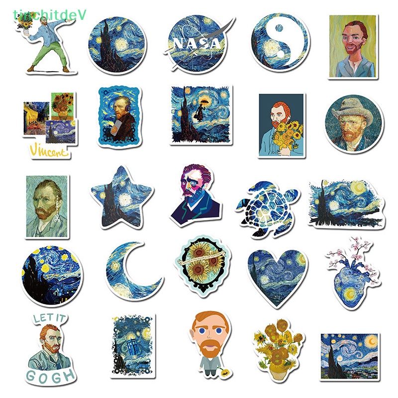 Set 40 Sticker Vincent Willem Van Gogh Dán Trang Trí Nghệ Thuật