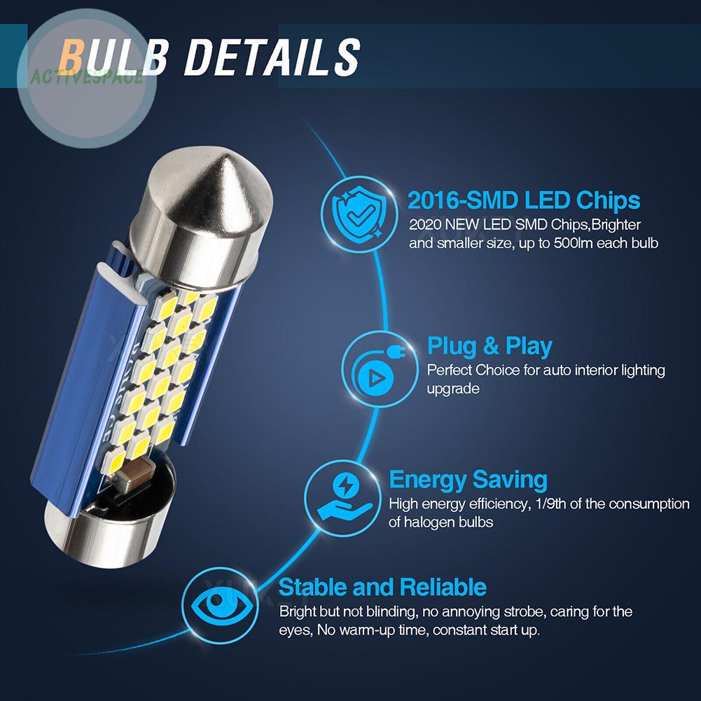 ⚡READYSTOCK⚡Upgrade Your Car's Lighting with 41mm LED Canbus Dome Map Lights Set of 4