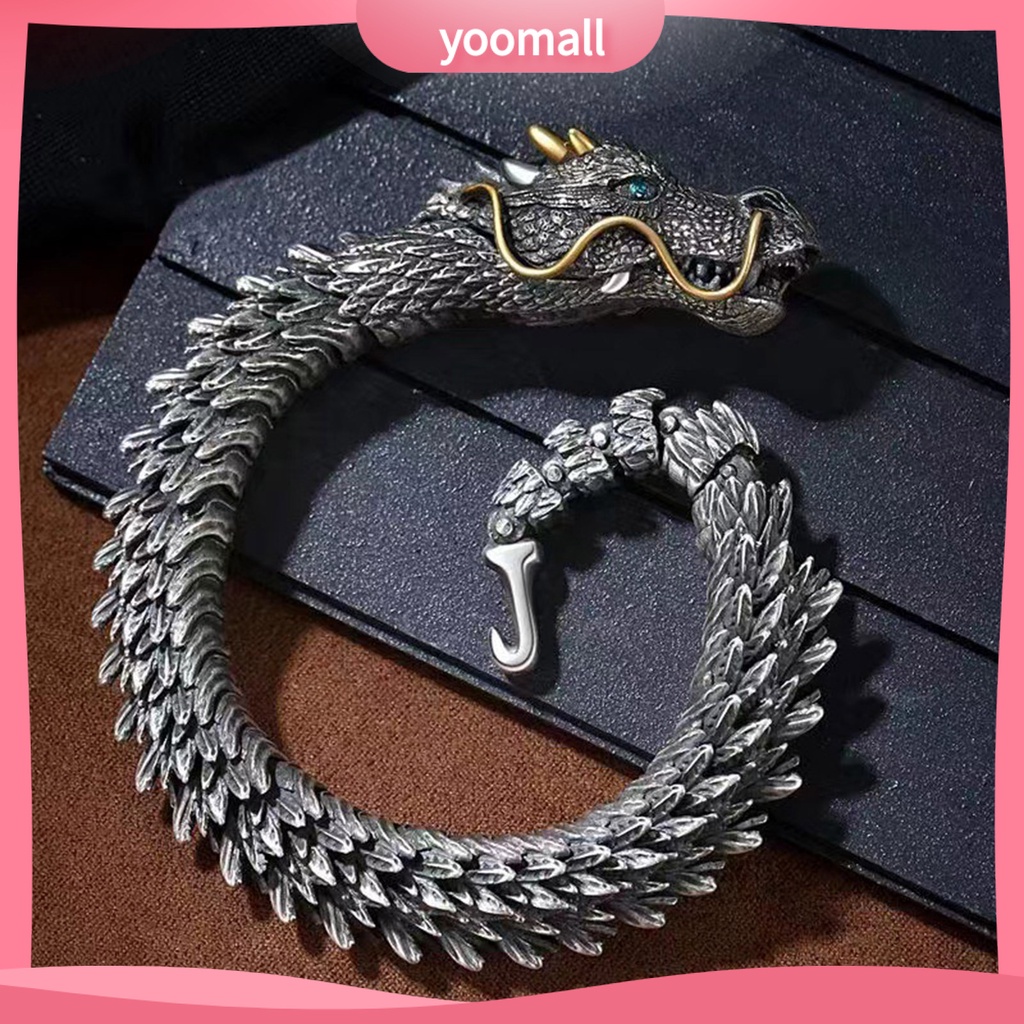 [YM] Vòng Đeo Tay Nam Hình Đầu Rồng Bằng Đồng Không Gây Dị Ứng Phong Cách Hip hop Có Thể Điều Chỉnh