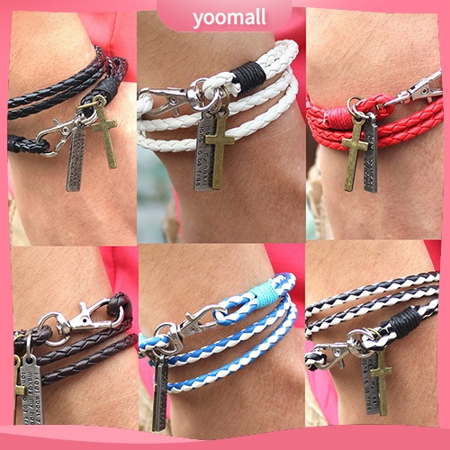 Vòng Tay Giả Da Mặt Thánh Giá Cho Nam