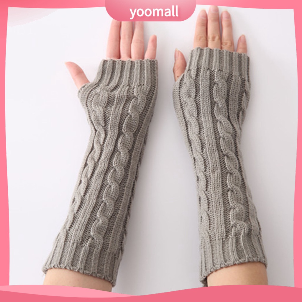 1 Đôi Găng Tay Giữ Ấm Cánh Tay Màu Sắc Đơn Giản Cho Nữ