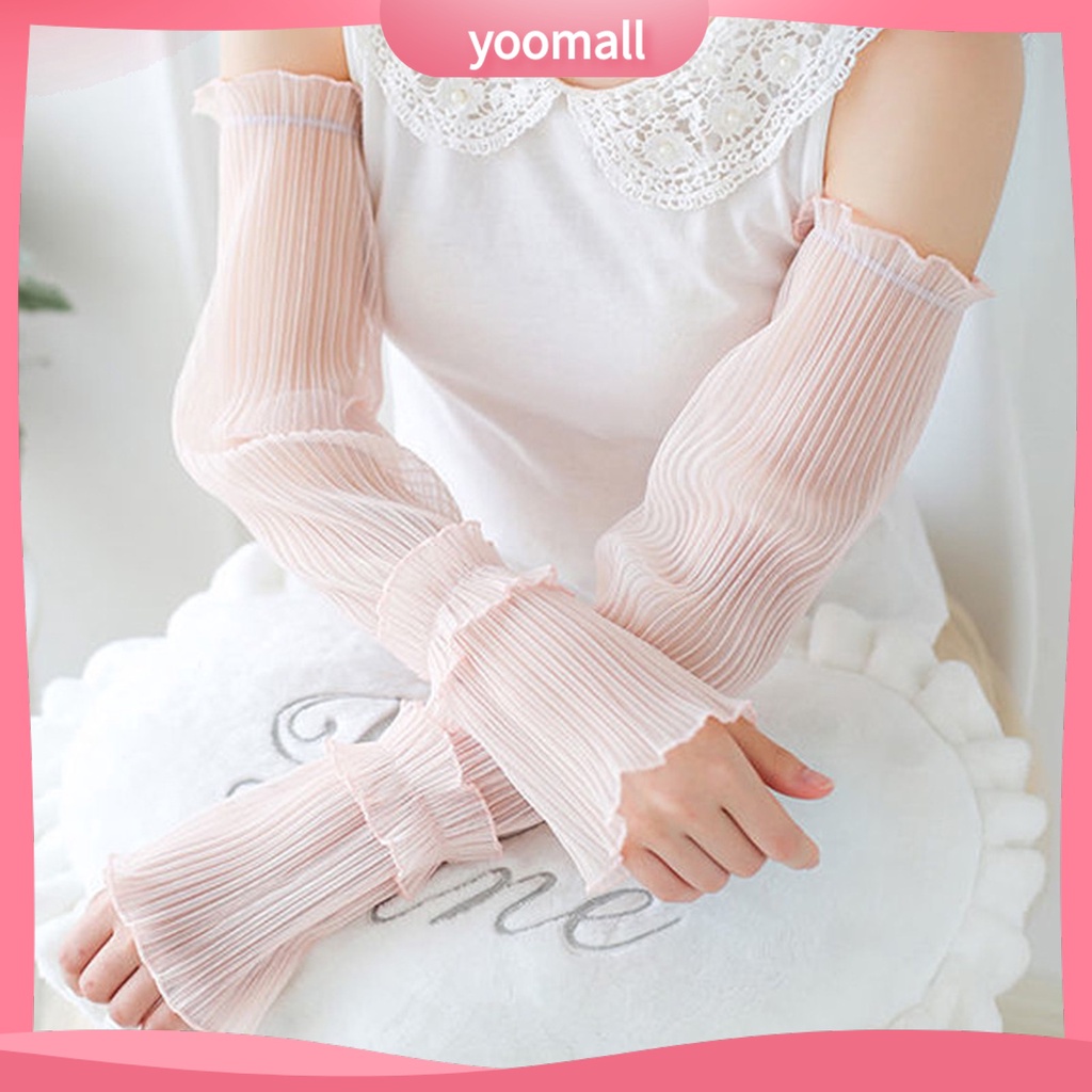 1 Đôi Găng Tay Chống Tia UV Màu Sắc Đơn Giản Thấm Hút Mồ Hôi Dành Cho Đạp Xe