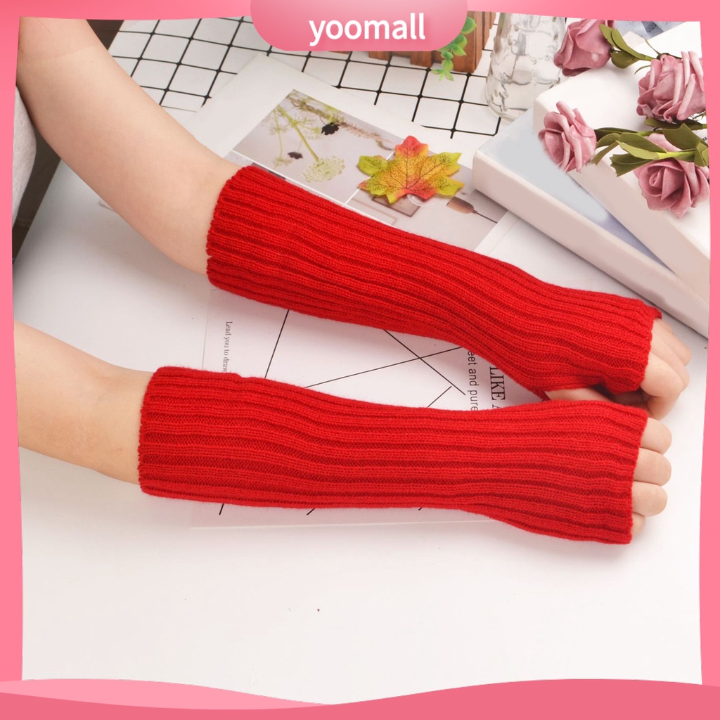 1 Đôi Găng Tay Hở Ngón Bằng Vải Dệt Kim Mềm Mại Thoáng Khí Giữ Ấm Nhiều Màu Thời Trang Cho Nữ