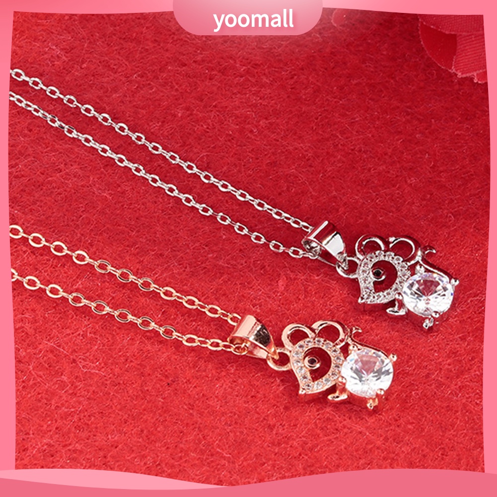 Vòng cổ Mặt Hình Chú Chuột Đính Đá Zircon Thời Trang Cho Nữ