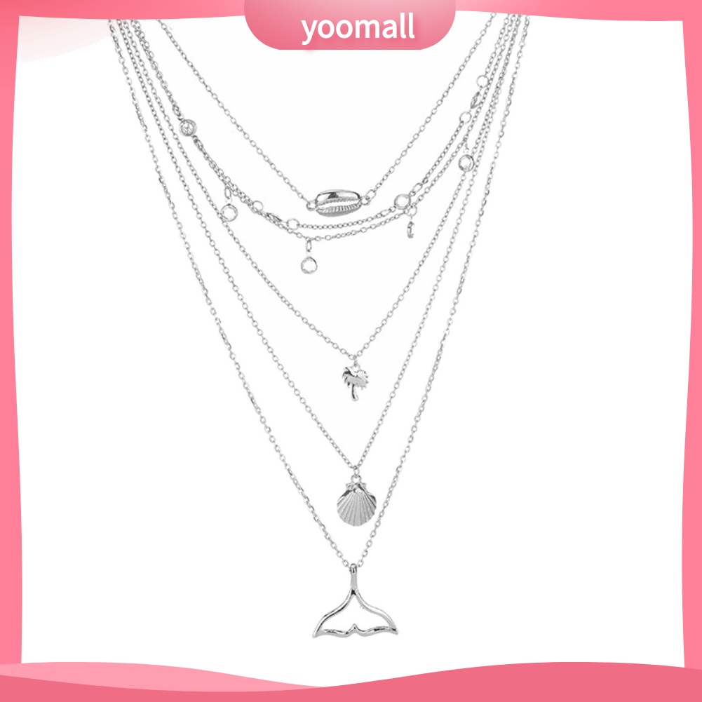 Vòng Cổ Choker Nhiều Lớp Mặt Hình Cây Dừa Và Đuôi Cá Thời Trang Cho Nữ