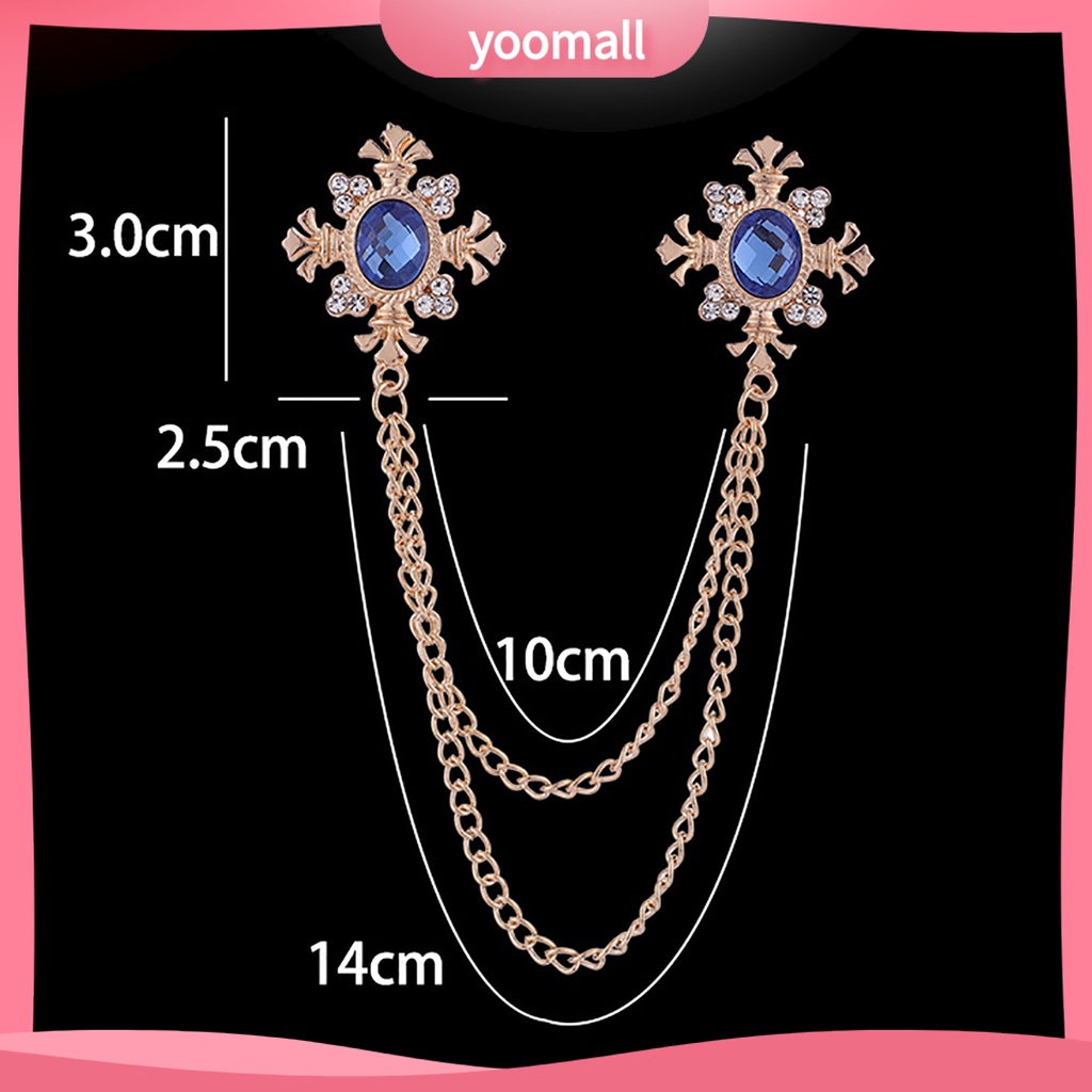 Ghim Cài Áo Đính Đá Phối Dây Xích Tua Rua Dễ Phối Đồ Thời Trang Dự Tiệc Cho Nam Và Nữ