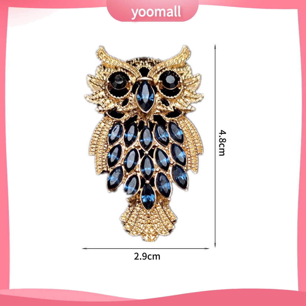 Ghim Cài Áo Hình Chim Cú Đính Đá Phong Cách Vintage Thời Trang