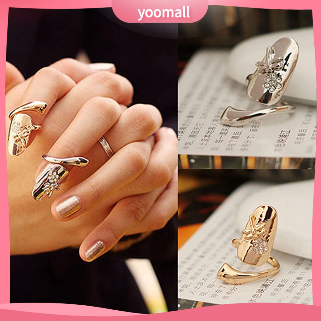 1 Nhẫn Hợp Kim Đính Đá Lấp Lánh Trang Trí Móng Tay