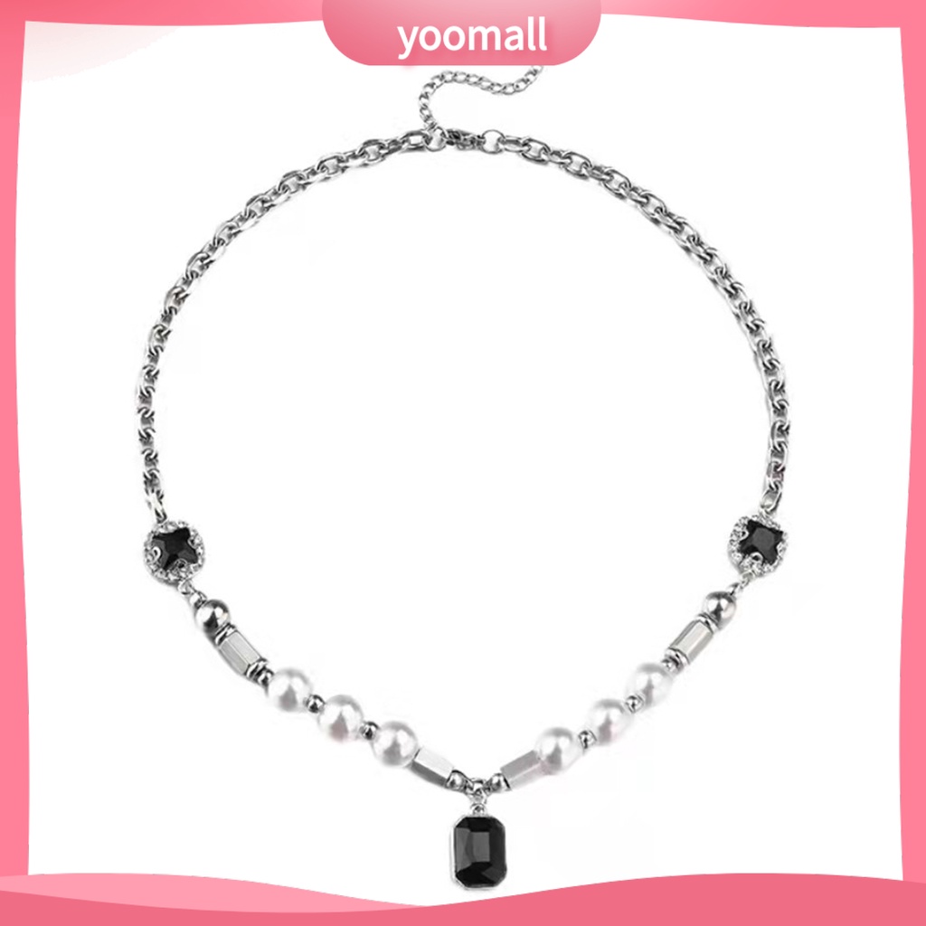 Vòng cổ Mạ Điện Đính Ngọc Trai Nhân Tạo Phong Cách Punk Hip hop Cho Nam