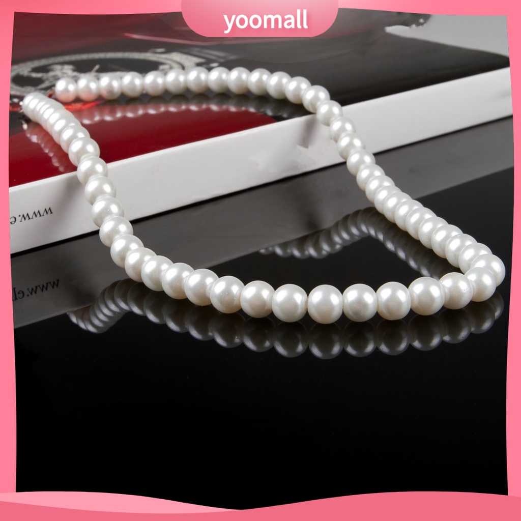 Vòng cổ Kim Loại Đính Ngọc Trai Giả 8mm Thanh Lịch Cho Nữ