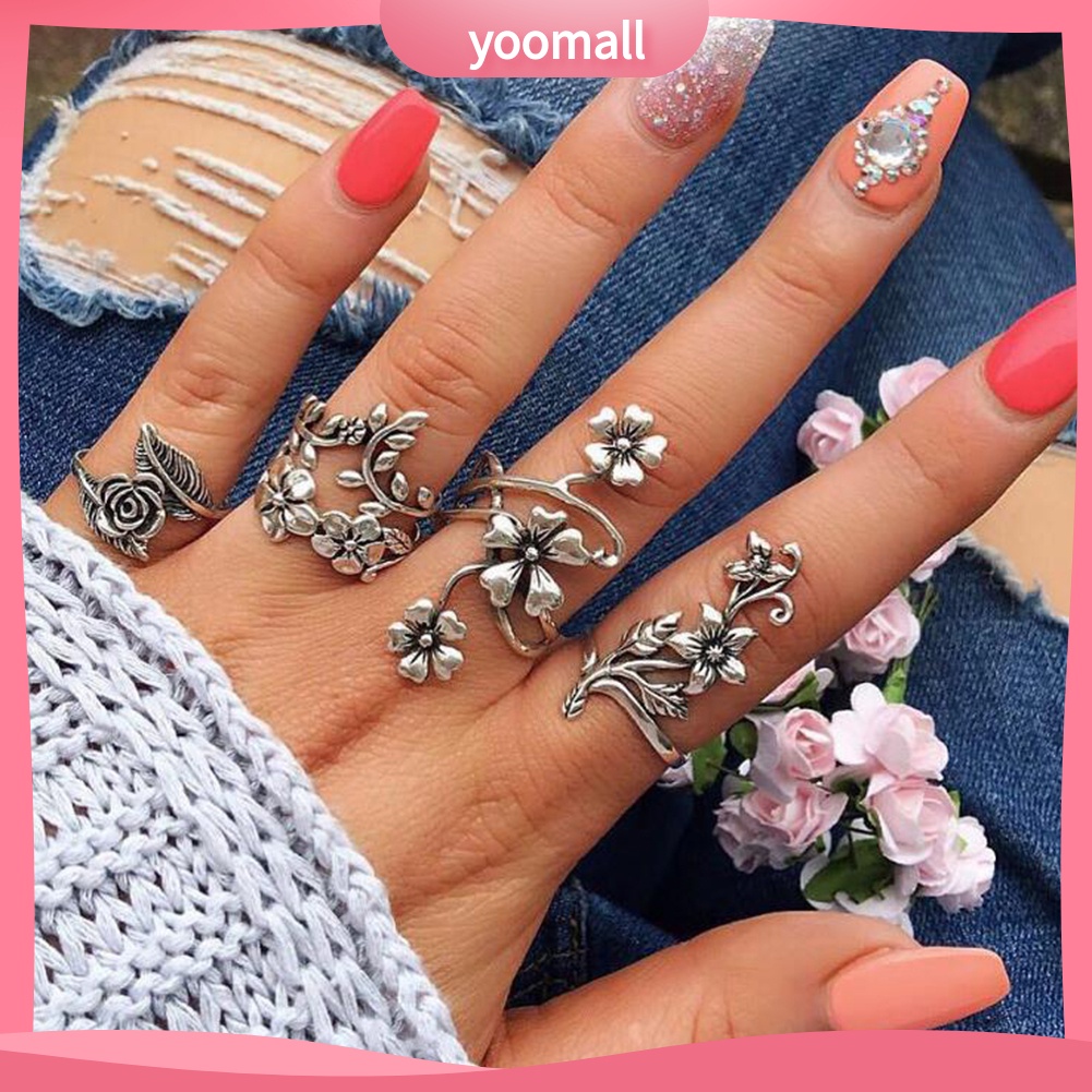 Bộ Nhẫn Hình Hoa Lá Phong Cách Vintage Thời Trang Cho Nữ