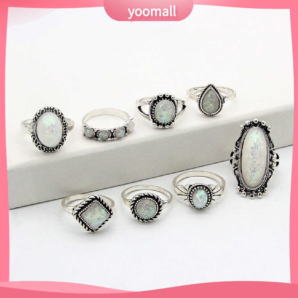 Set 8 Nhẫn Đeo Khớp Ngón Tay Nhiều Màu Sắc Thời Trang