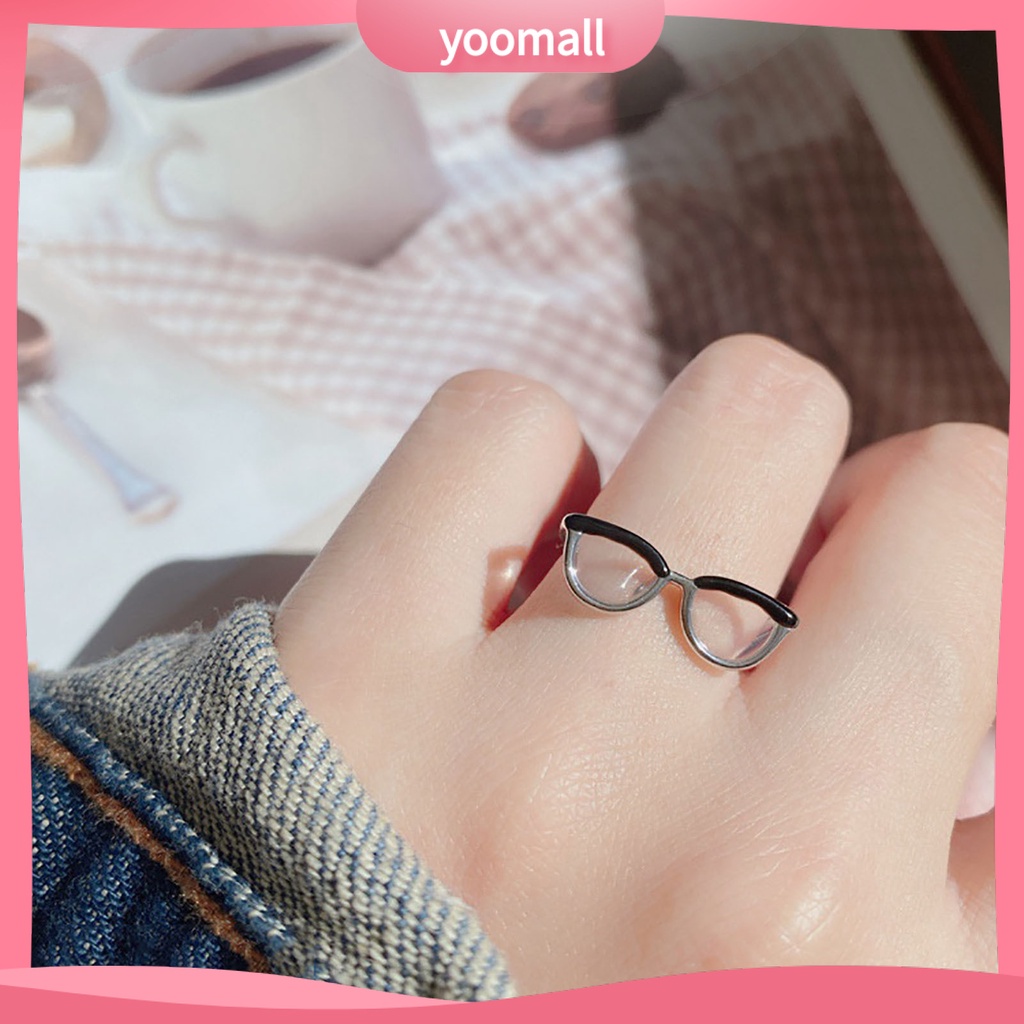 [YM] Nhẫn Dạng Mở Mặt Kính Có Thể Điều Chỉnh Cho Nữ Mặc Hàng Ngày