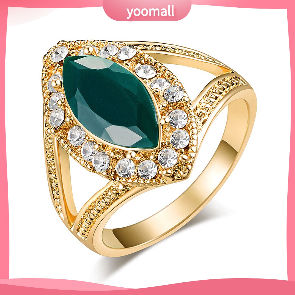 Nhẫn Hình Giọt Nước Đính Đá Hình Giọt Nước Phong Cách Hoàng Gia Cổ Điển