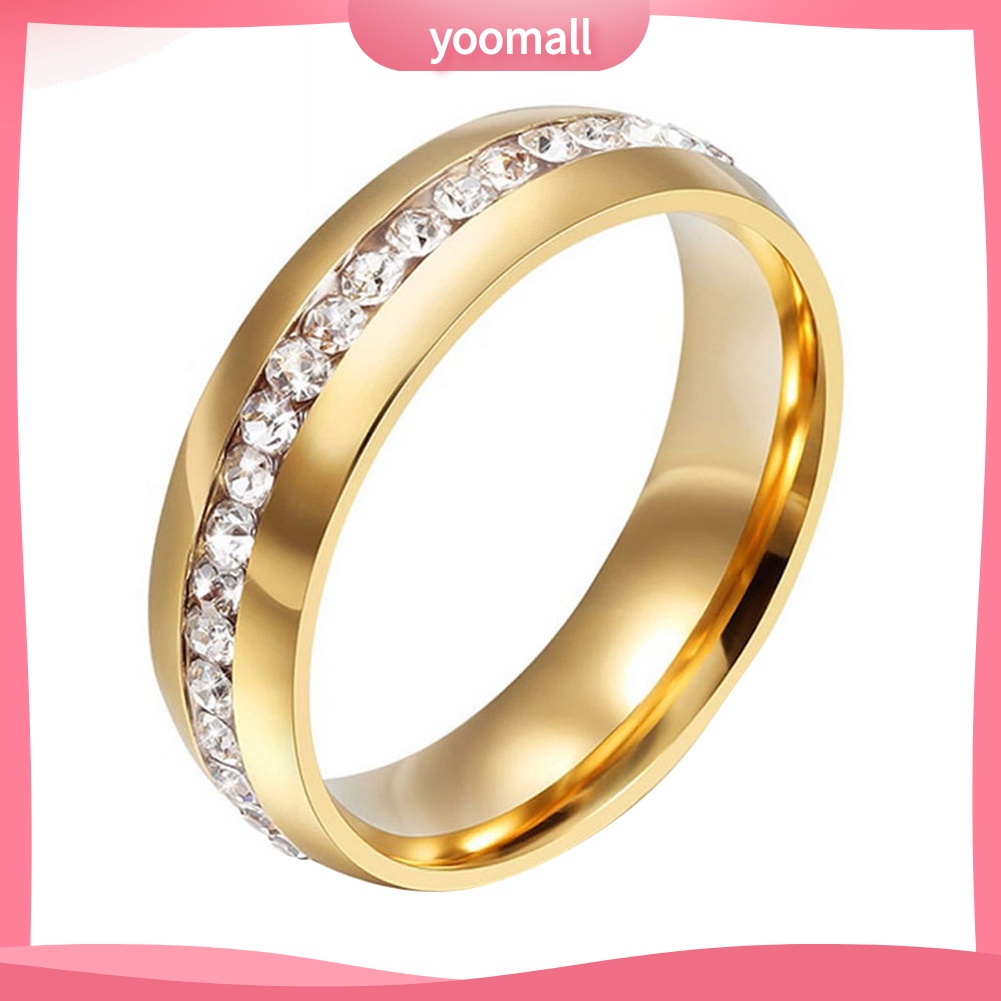 Nhẫn Cưới Chất Liệu Thép Titan Đính Đá Kích Thước 6-13