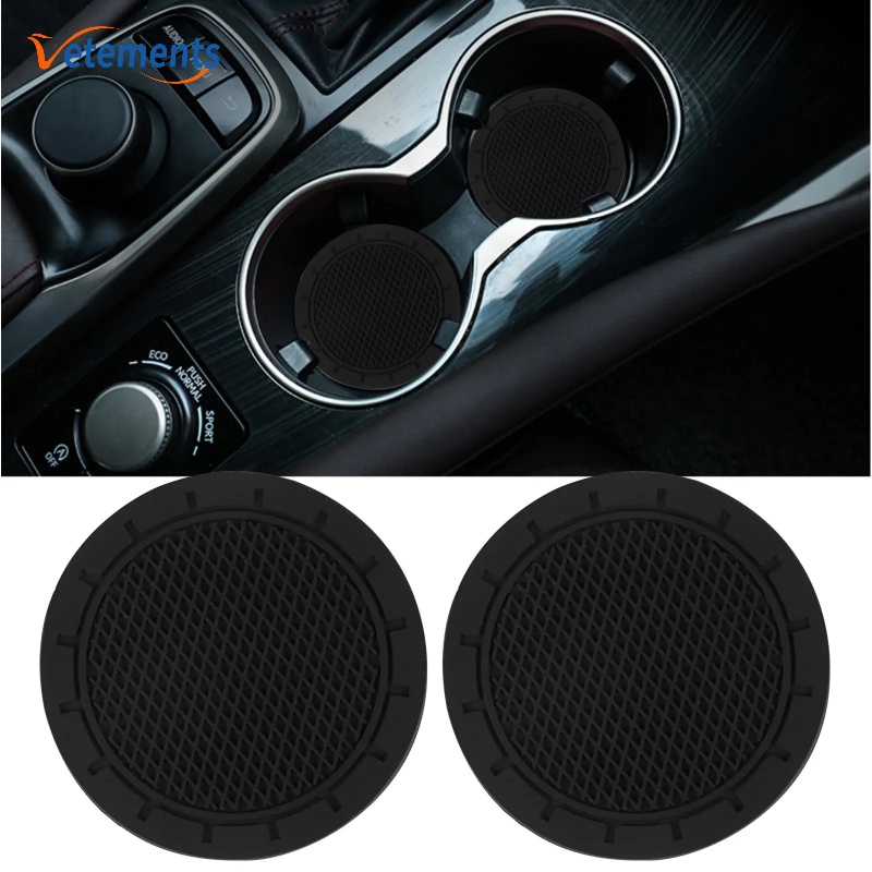 Đế Lót Ly Hình Tròn Màu Đen Bằng Silicon Cách Nhiệt Chống Thấm Nước Tiện Dụng Cho Xe Hơi