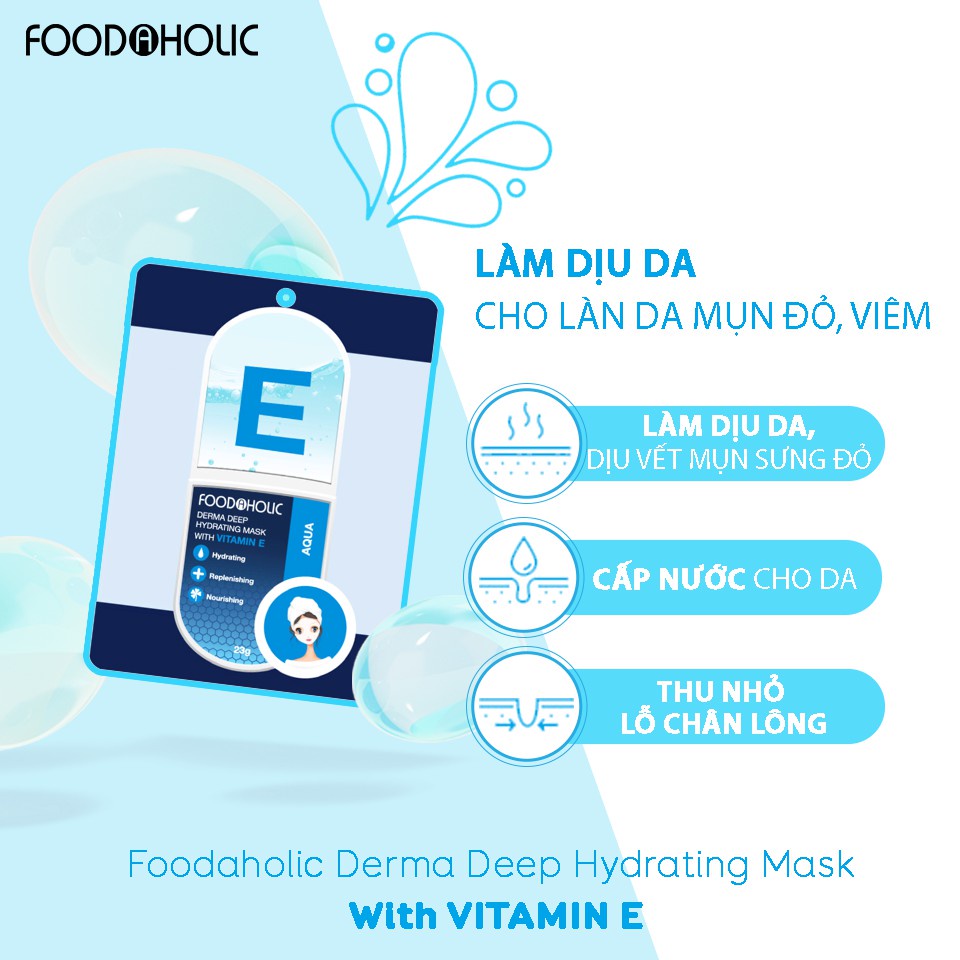 Mặt Nạ Foodaholic Dưỡng Ẩm Sâu Chiết Xuất Vitamin E Derma Deep Hydrating Mask 23g