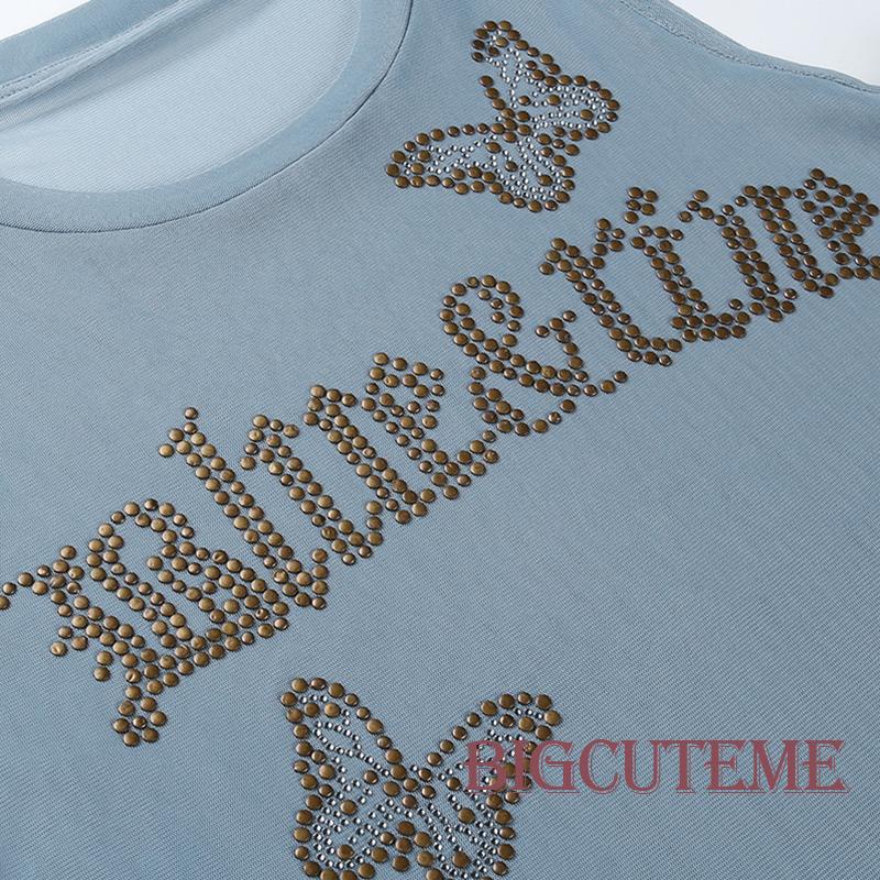 Áo Croptop Sát Nách In Chữ Đính Đá Phong Cách Đường Phố Thời Trang Mùa Hè Cho Nữ