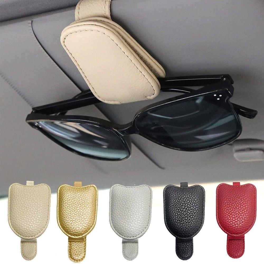 CHOOKEY Kẹp Giữ Mắt Kính Bằng Da PU Gắn Tấm Chắn Nắng Xe Hơi