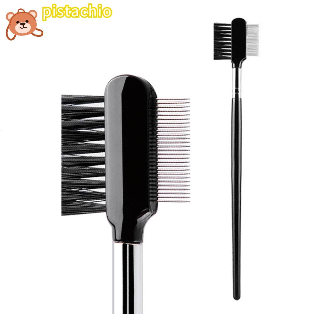 PISTA Set 2 Lược Chải Lông Mày Hai Mặt Bằng Thép Không Gỉ Loại Bỏ Rỉ Sét Màu Đen Cho Cún Cưng