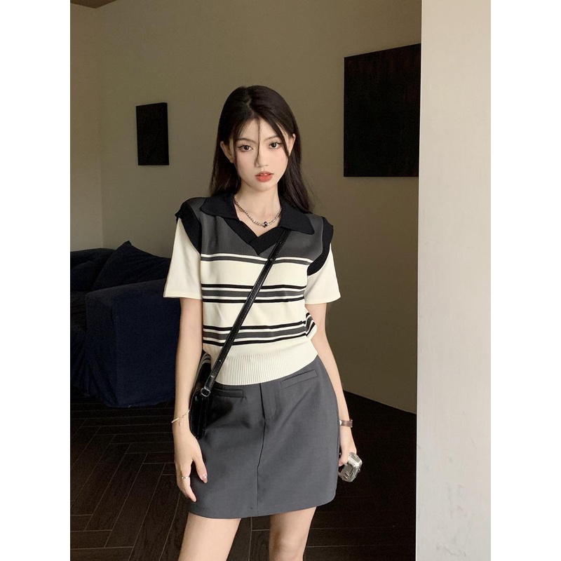 Áo Thun Ngắn Tay Cổ Tròn Thời Trang Mùa Hè Cho Nữ