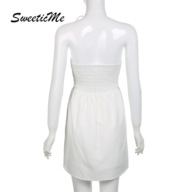 Đầm Ngắn Rút Dây Màu Trơn Thời Trang Mới 2023 Cho Nữ