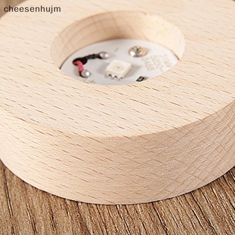 Đế Đèn LED Hình Tròn Bằng Gỗ Kèm Công Tắc USB Độc Đáo Trang Trí Nhà Cửa