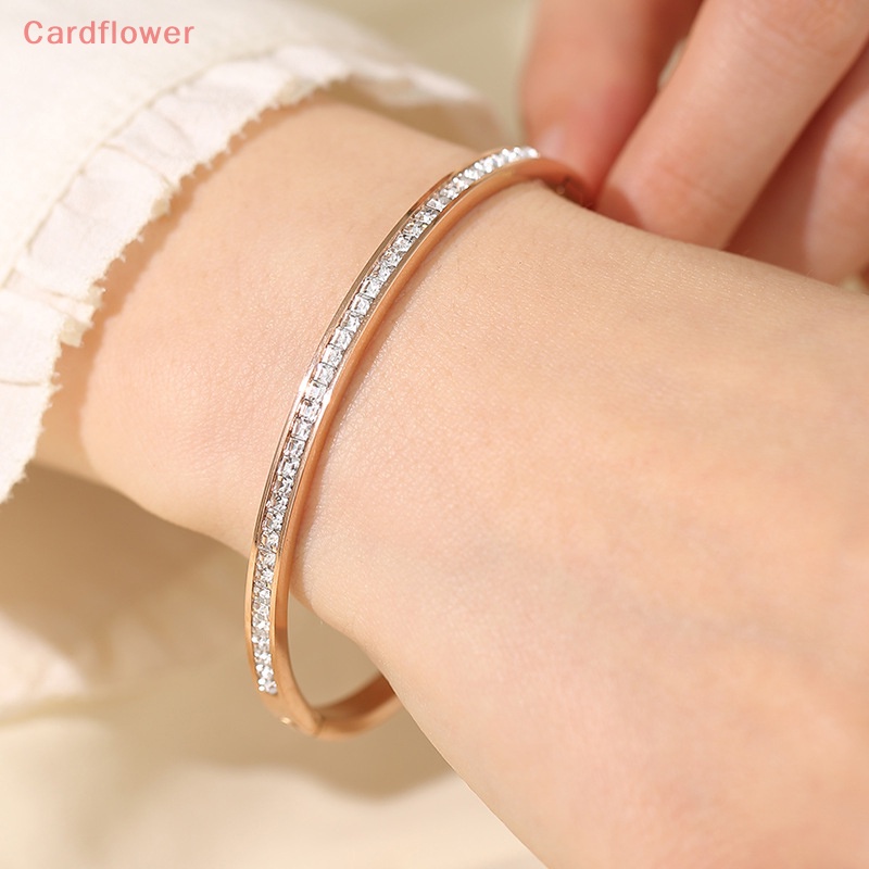 &lt; Cardflower &gt; Vòng Tay Kim Cương Bằng Thép Titan Đơn Giản Không Phai Màu Khí Chất Không Phai Thời Trang Trang Sức Nữ Mới