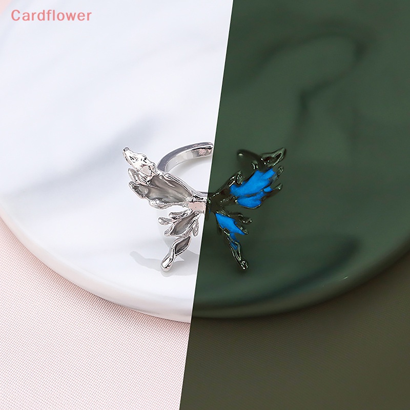 < Cardflower > Nhẫn Hở Hình Bướm Pha Lê Nhẹ Nhàng Đơn Giản Cá Tính Thời Trang Kiểu Pháp Có Thể Điều
