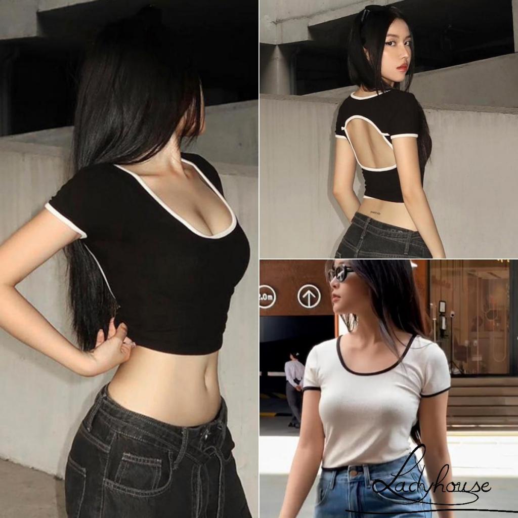 Áo Thun Tay Ngắn Cổ Tròn Màu Sắc Tương Phản Thời Trang Mùa Hè Cho Nữ