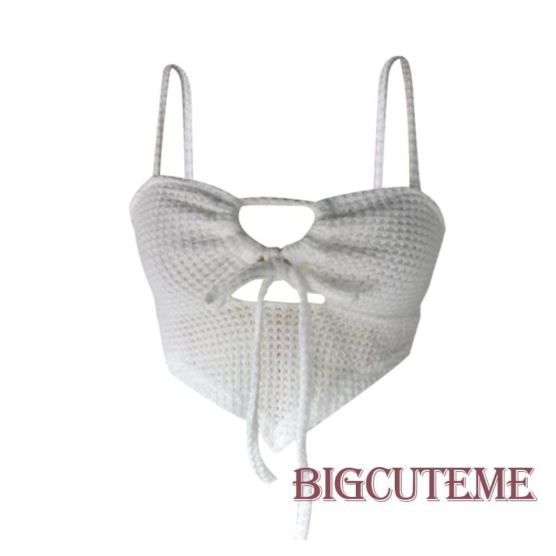 [] - Áo Sát Nách Hở Lưng Dáng Ôm Cột Dây Mùa Hè Màu Trắng Cho Nữ Đi Tiệc Câu Lạc Bộ