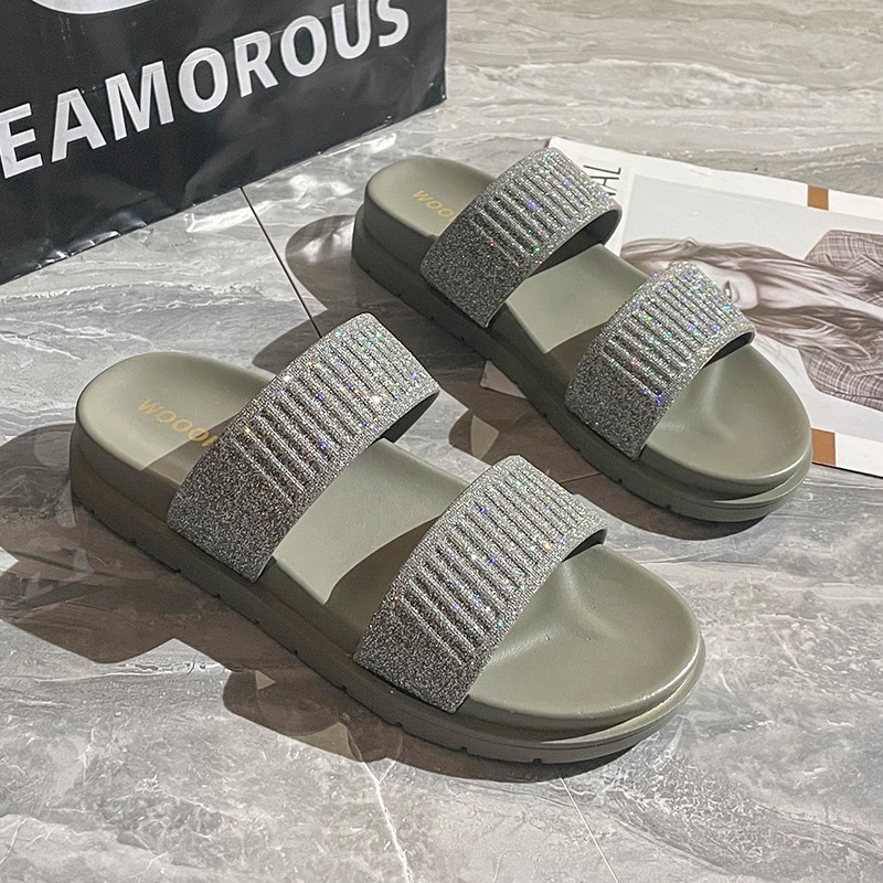 Dép Lê Thời Trang Nữ Dạo Phố Năng Động#039; S Dép đi biển Mùa Hè Hai Quai Đính Kim Cương Thời Trang Giải Trí Thoáng Khí Hợp Thời Trang Cho Nữ
