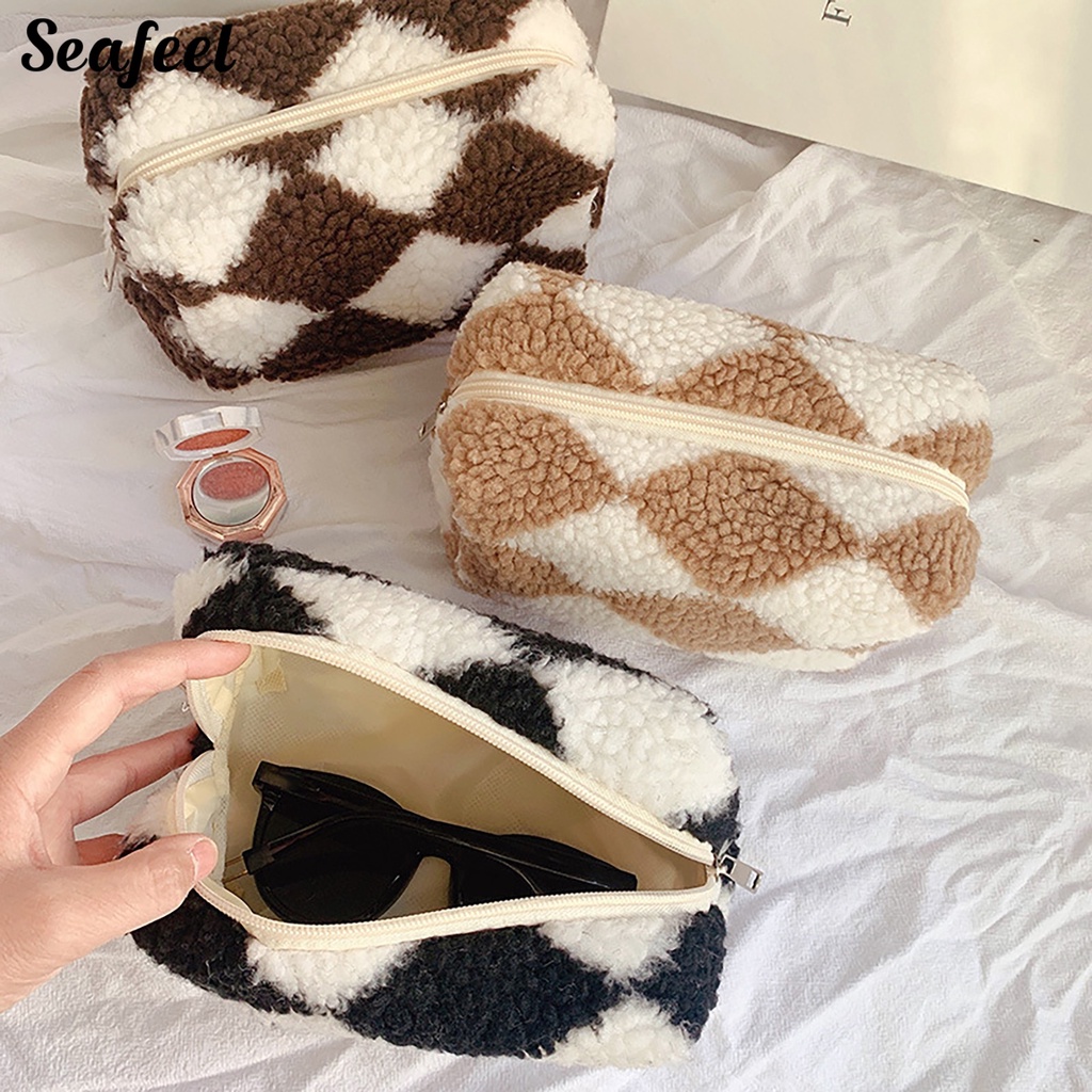 Túi Đựng Đồ Trang Điểm Sức Chứa Lớn Bằng Vải Lông Mềm Mại Cho Nữ