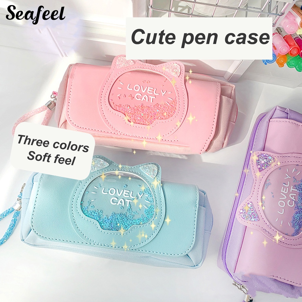 Túi Đựng Bút Bằng Vải Canvas Họa Tiết Hoạt Hình Đáng Yêu Đa Năng