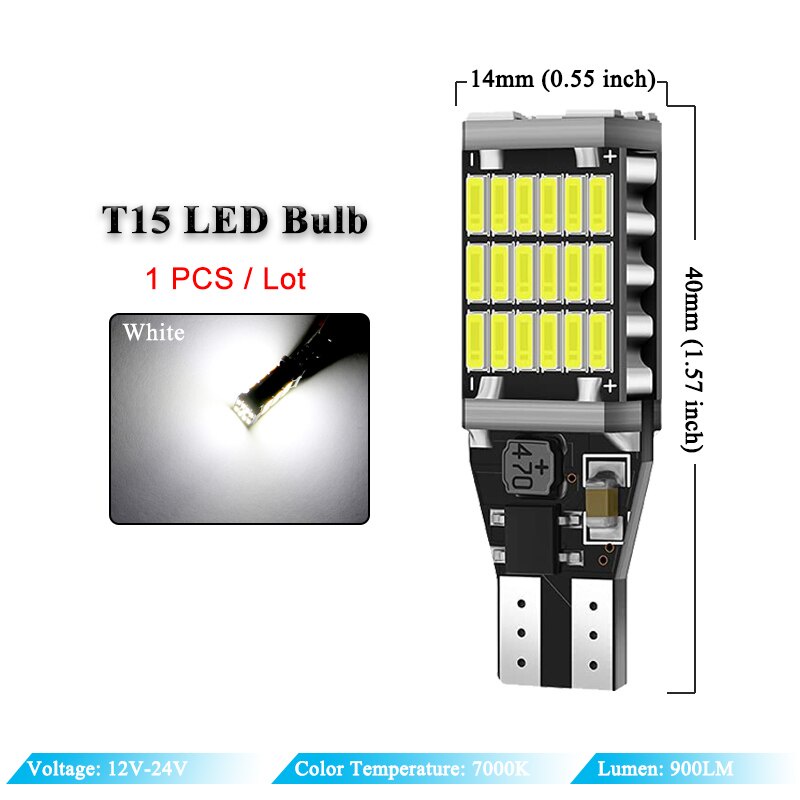 1 Đèn LED T15 W16W 12V / 24V 4014 SMD 7000L Siêu Sáng Cho Xe Hơi / Xe Tải