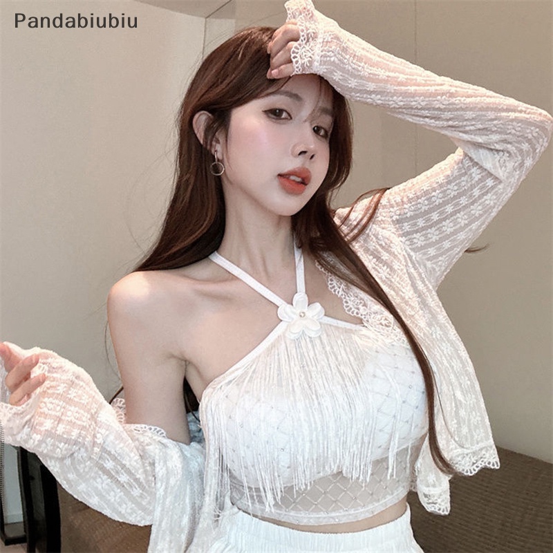 Áo hai dây tua rua gợi cảm mùa hè Áo ba lỗ mỏng không tay màu trơn cho nữ