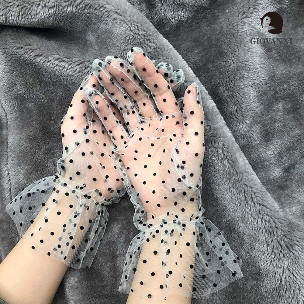 Găng Tay Lái Xe Co Dãn Phối Ren Hoa Sen Phong Cách Hàn Quốc