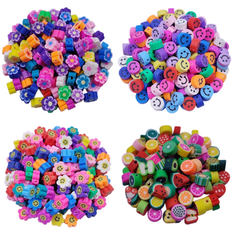 Set 10 Hạt Nhựa 8-11mm Màu Kẹo Làm Trang Sức Hình Hoa Trái Cây