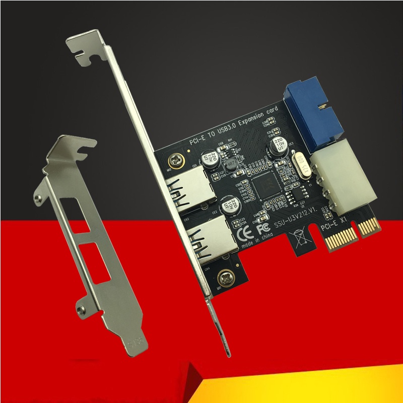 Bộ điều hợp thẻ mở rộng usb 3.0 pci-e mới bên ngoài 2 cổng usb3.0 hub bên trong đầu cắm 19pin pci-e 